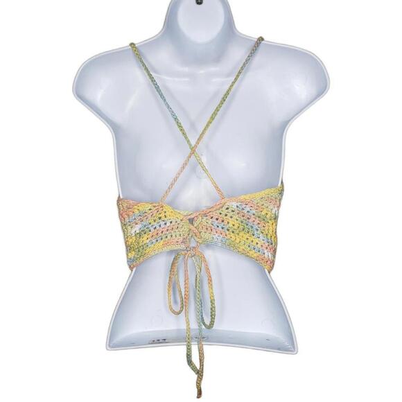 Women's OS  Multicolored Handmade Festival Boho Crochet Crop Top (1647) - Picture 3 of 3